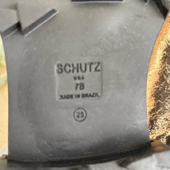 Schutz Lucille Suede and Shearling bootie gold and black women size 7 - Picture 8 of 10